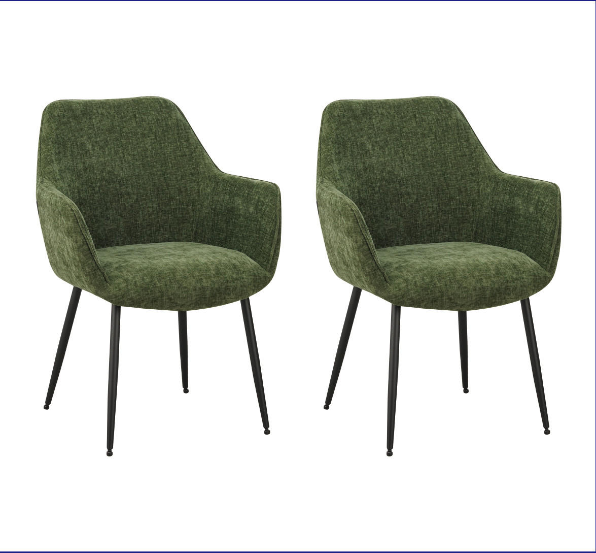 SADA STOLIČIEK S PODRÚČKAMI 2 kus - čierna/zelená, Modern, kov/textil (61/84/59,5cm) - MID.YOU