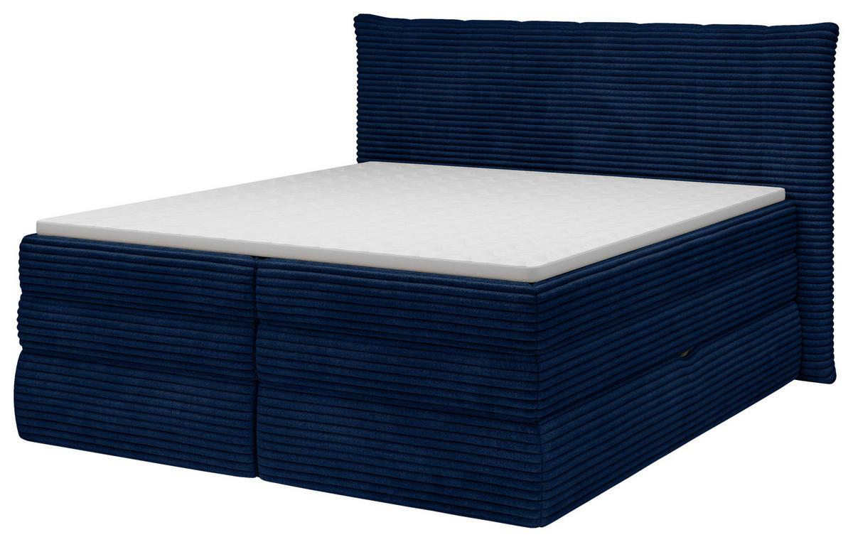 BOXSPRINGBETT 180/200 cm  in Dunkelblau  - Schwarz/Dunkelblau, Design, Kunststoff/Textil (180/200cm) - Chameo