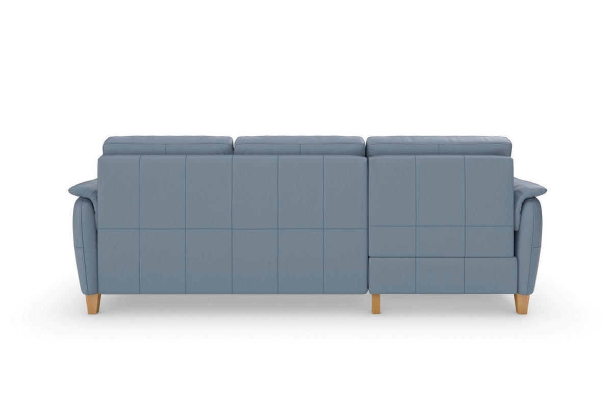 ROHOVÁ SEDAČKA, koža, sivomodrá - sivomodrá/farba duba, Basics, koža/drevo (163/244cm) - Sit & More