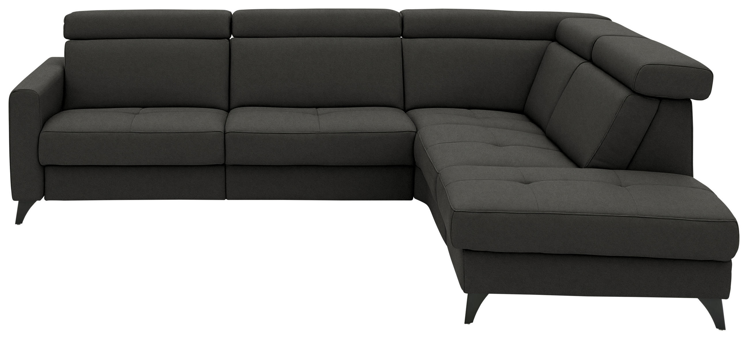 ECKSOFA Flachgewebe Schwarz  - Schwarz, Konventionell, Textil/Metall (276/214cm) - Beldomo System