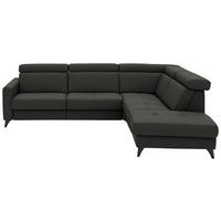ECKSOFA Flachgewebe Schwarz  - Schwarz, Konventionell, Textil/Metall (276/214cm) - Beldomo System
