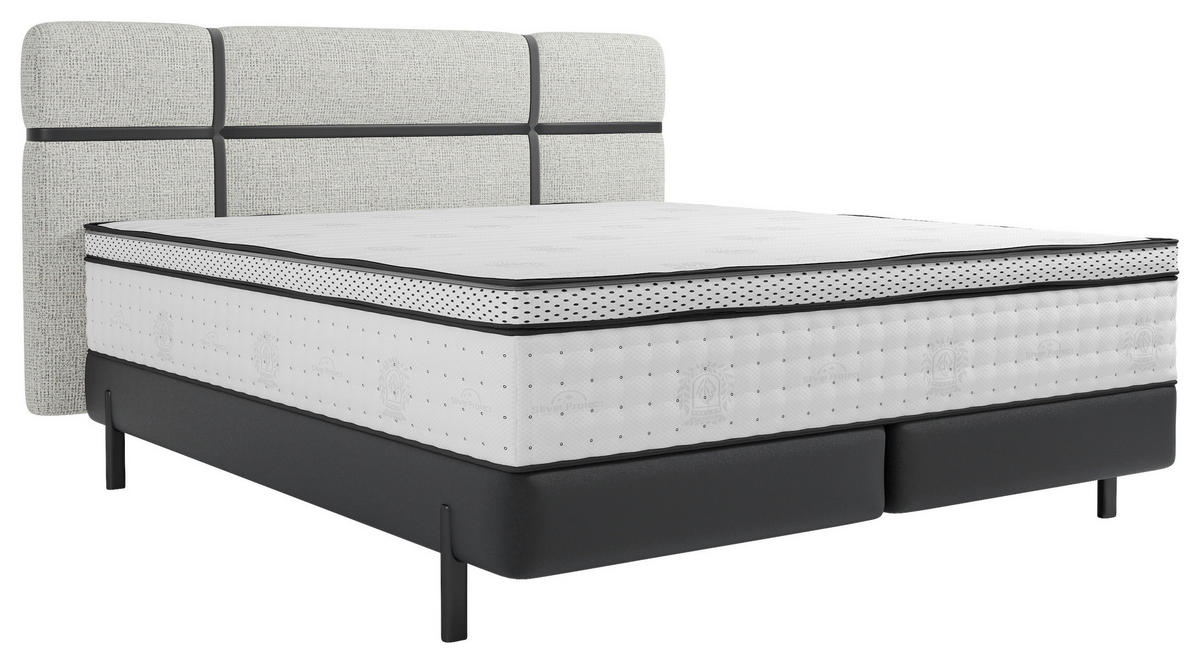 BOXSPRINGBETT 160/200 cm  in Anthrazit, Creme  - Anthrazit/Creme, Design, Textil/Metall (160/200cm) - Esposa