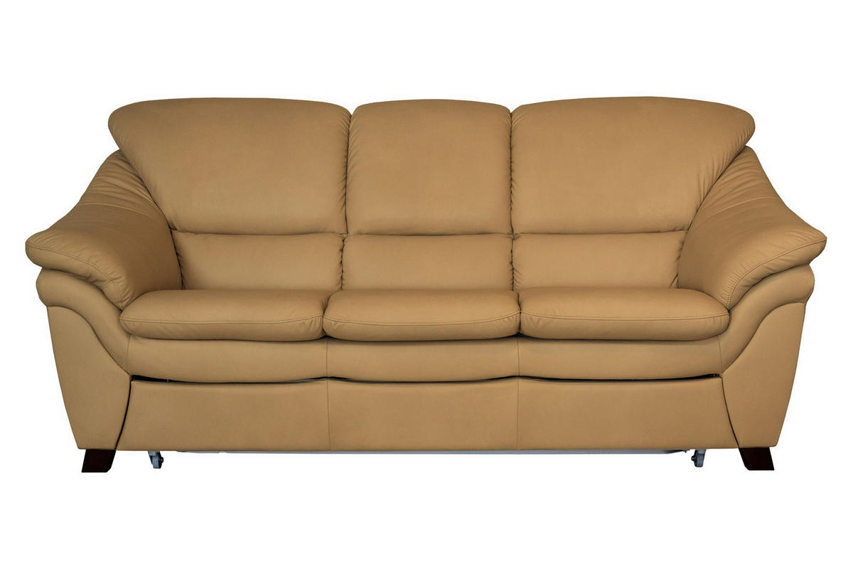 HÁROMÜLÉSES KANAPÉ bőr  - diófa színű, bőr/fa (202/96/102cm) - Andante