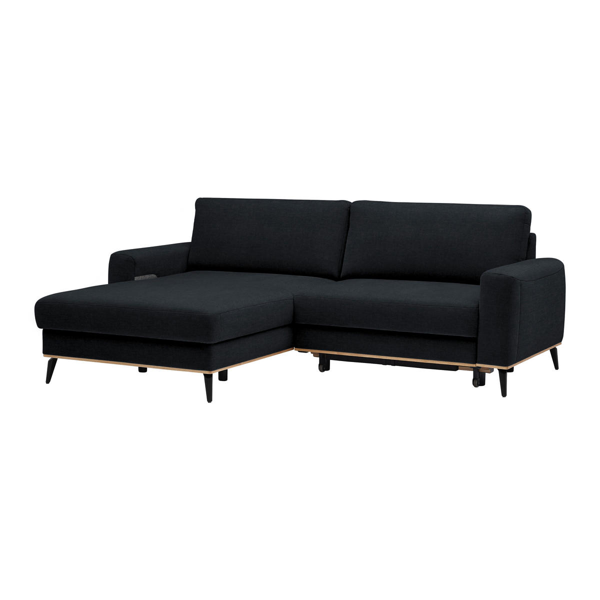ECKSOFA in Chenille Schwarz  - Schwarz, Konventionell, Holz/Textil (167/234cm) - MID.YOU