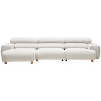 ECKSOFA in Velours Weiss  - Weiss, Natur, Holz/Textil (150/329cm) - Lomoco