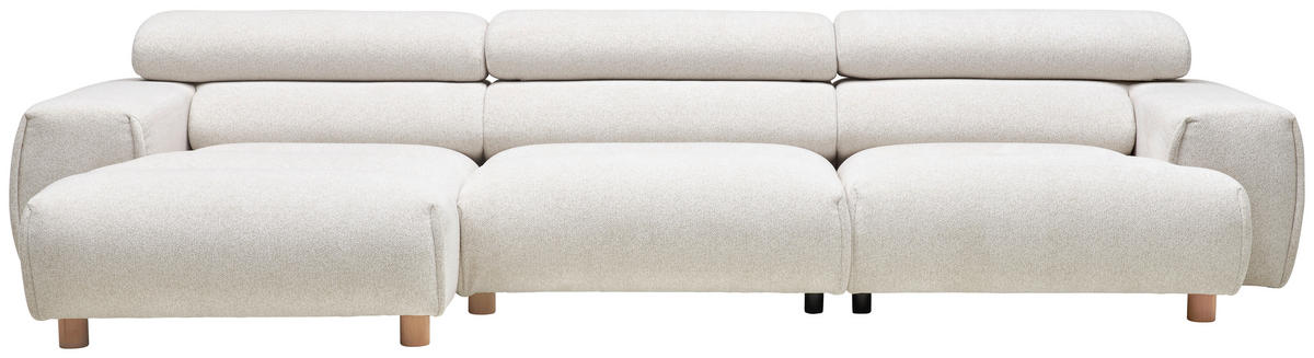 ECKSOFA in Velours Weiss  - Weiss, Natur, Holz/Textil (150/329cm) - Lomoco