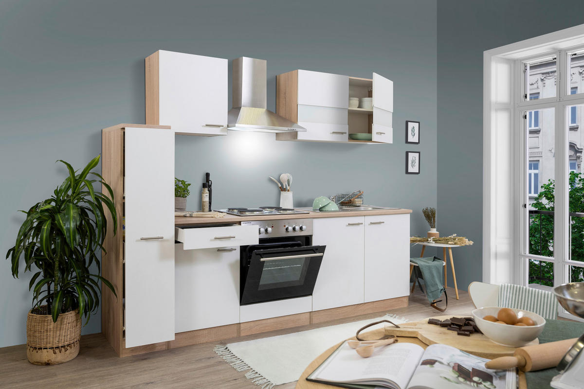 MODULKÖK 240 cm   i vit  - stålfärgad/vit, Basics, metall/trämaterial (240cm) - Respekta