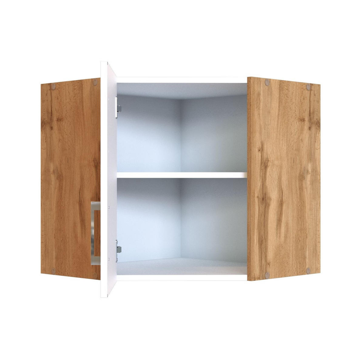 KÜCHENOBERSCHRANK 60/57/60 cm  in Weiß, Eiche Wotan  - Chromfarben/Eiche Wotan, MODERN, Holzwerkstoff/Metall (60/57/60cm) - Held