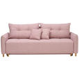 SCHLAFSOFA  mit Rücken echt Webstoff Rosa  - Eichefarben/Rosa, Design, Holz/Textil (227/98/113cm) - Carryhome