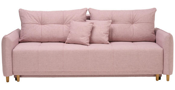 SCHLAFSOFA  mit Rücken echt Webstoff Rosa  - Eichefarben/Rosa, Design, Holz/Textil (227/98/113cm) - Carryhome