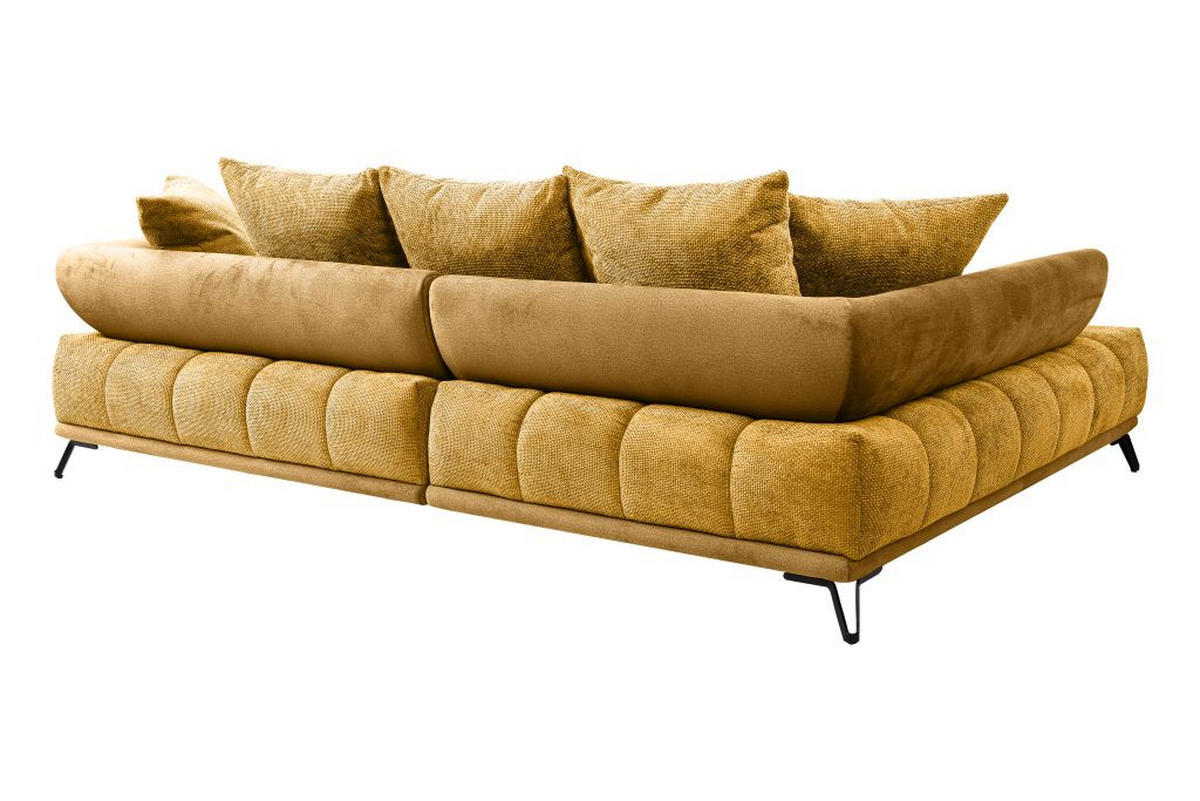 HÖRNSOFFA i chenille currygul  - currygul/svart, Modern, metall/textil (184/262cm) - MID.YOU