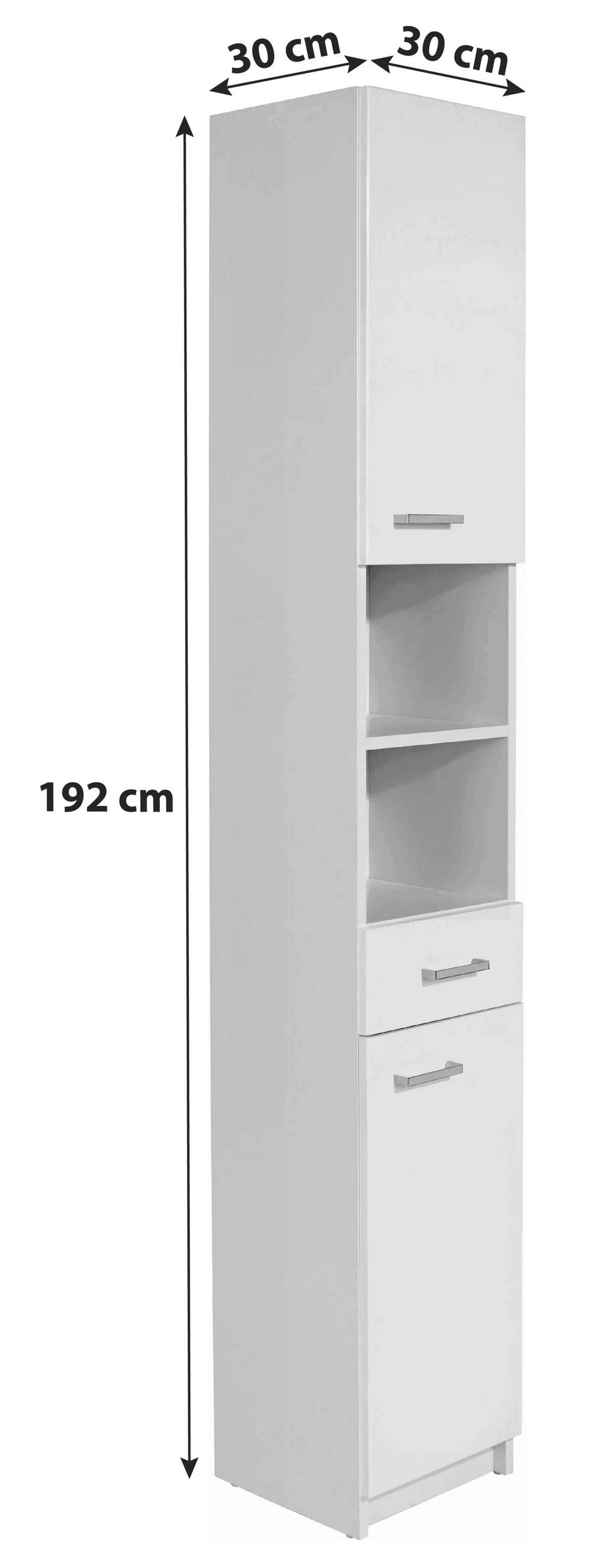 VISOKA OMARA 30/192/30 cm  - barve kroma/bela, Konvencionalno, kovina/leseni material (30/192/30cm)