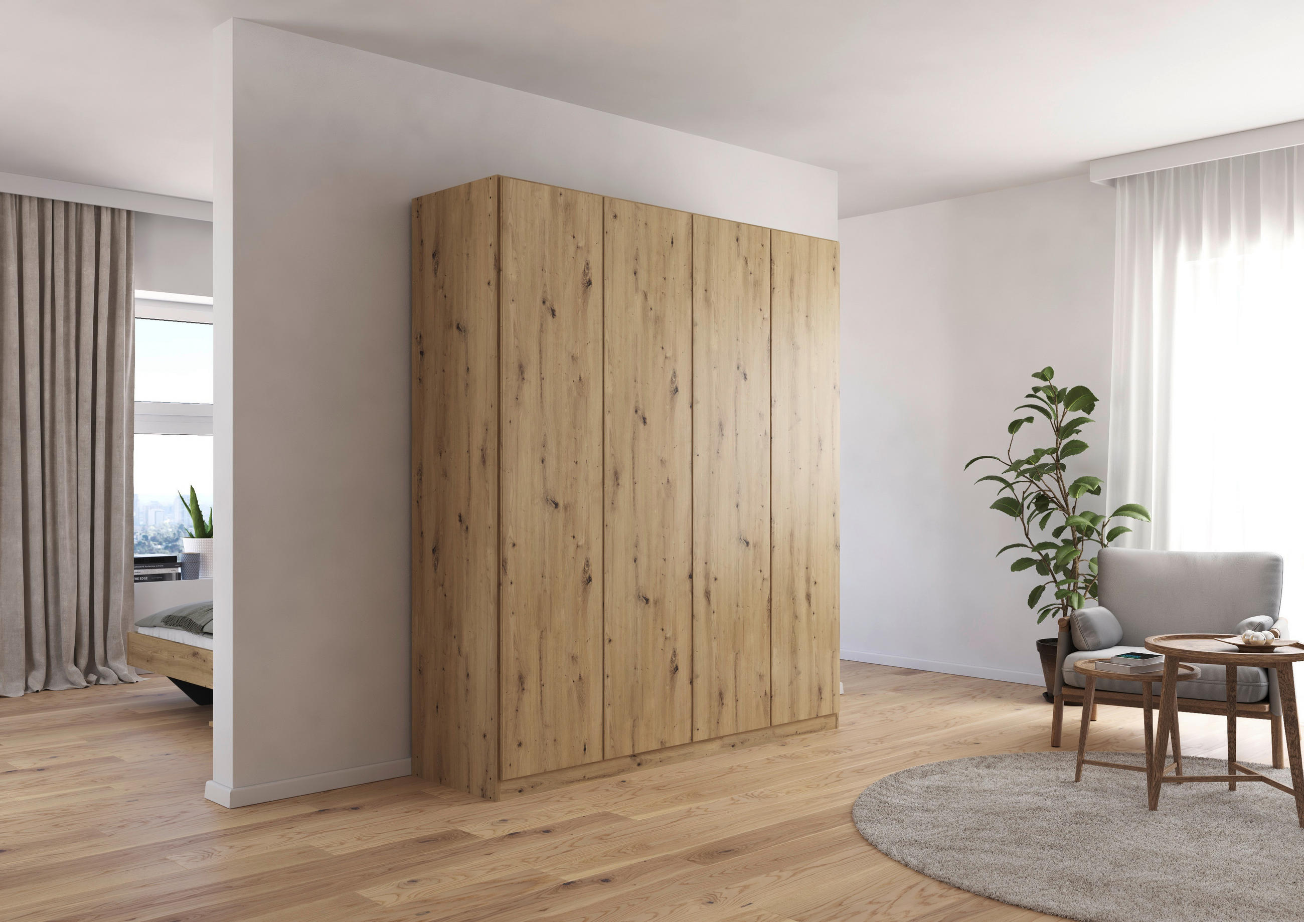 FALTTÜRENSCHRANK in Eiche Artisan  - Eiche Artisan, Holzwerkstoff (181/210/54cm) - Boxxx