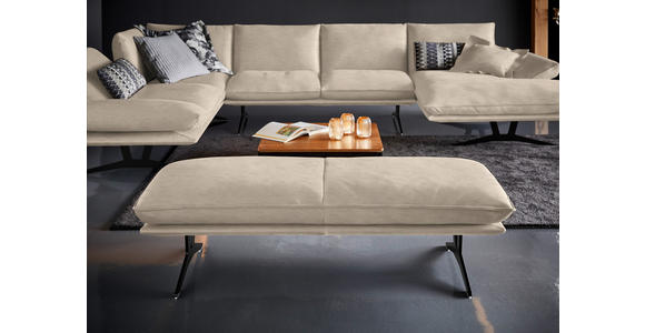 WOHNLANDSCHAFT in Echtleder Sandfarben - Sandfarben/Schwarz, Natur, Leder/Metall (217/359/155cm) - Dieter Knoll