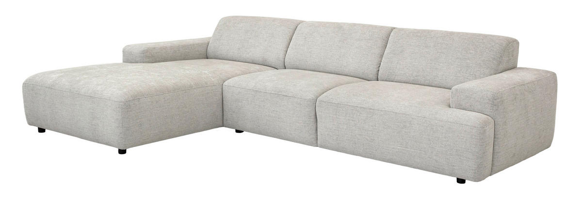 ECKSOFA Silberfarben Flachgewebe Rücken echt  - Silberfarben/Schwarz, KONVENTIONELL, Kunststoff/Textil (184/294cm) - Hom`in