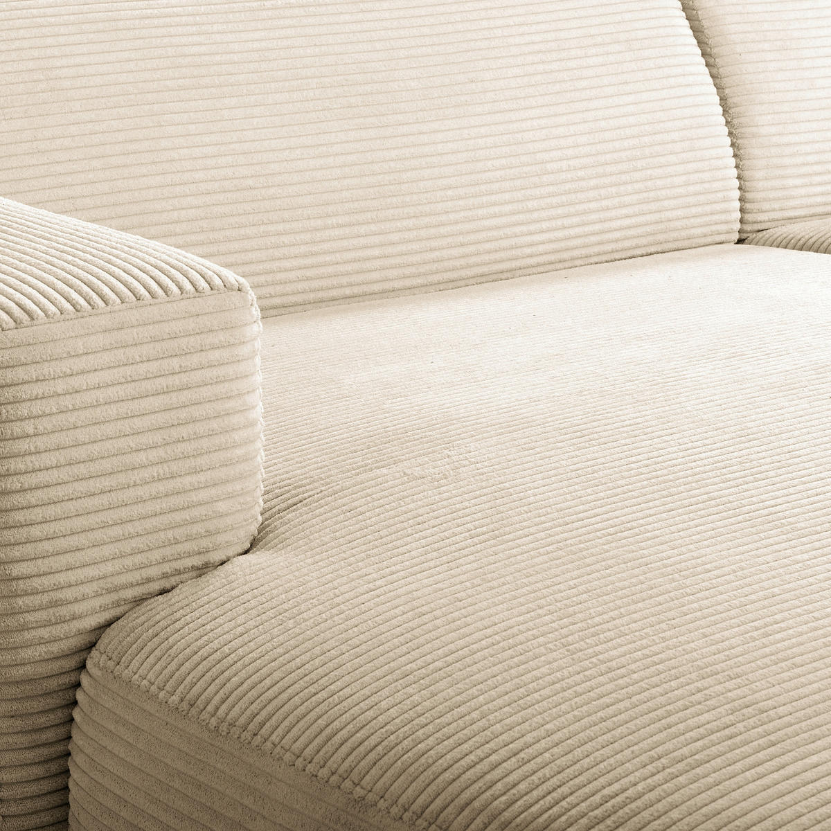 ECKSOFA RENO Beige Cord Relaxfunktion, Kopfteilverstellung  - Beige/Schwarz, Design, Kunststoff/Textil (184/248cm) - Livetastic