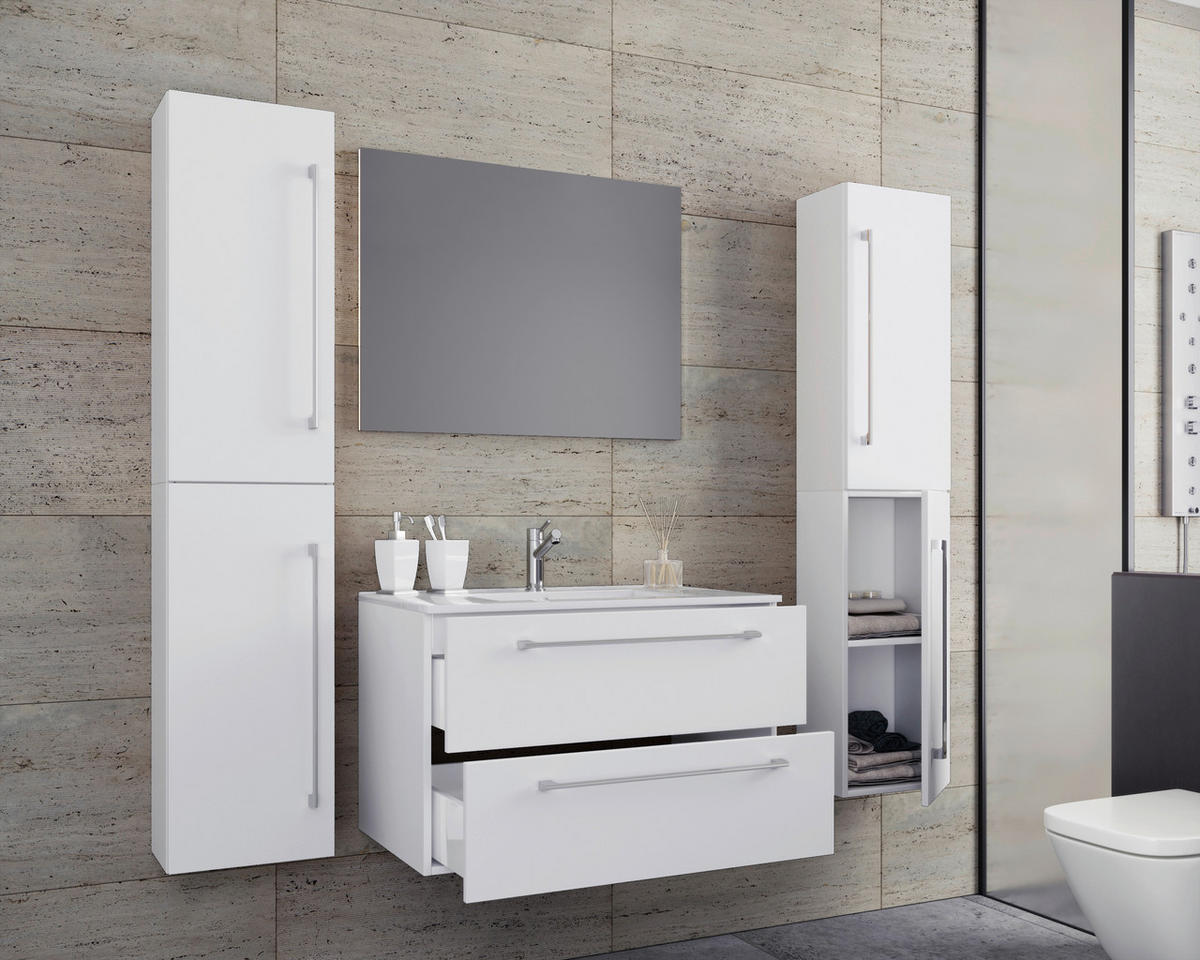 BADRUM 147 cm  - vit/grå, Modern, metall/trämaterial (147cm) - MID.YOU