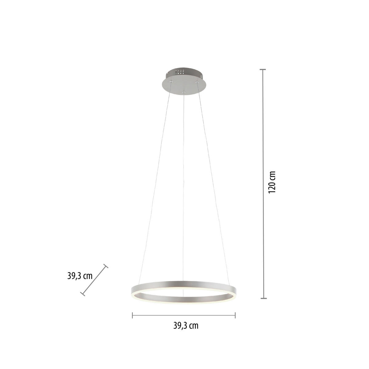 LED-HÄNGELEUCHTE 39/120 cm   - Alufarben, Design, Kunststoff/Metall (39/120cm)