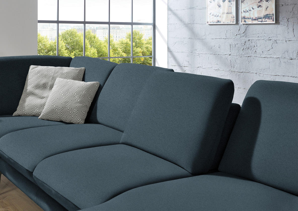 WOHNLANDSCHAFT Dunkelblau Webstoff  - Schwarz/Dunkelblau, Design, Textil/Metall (208/344/180cm) - Dieter Knoll