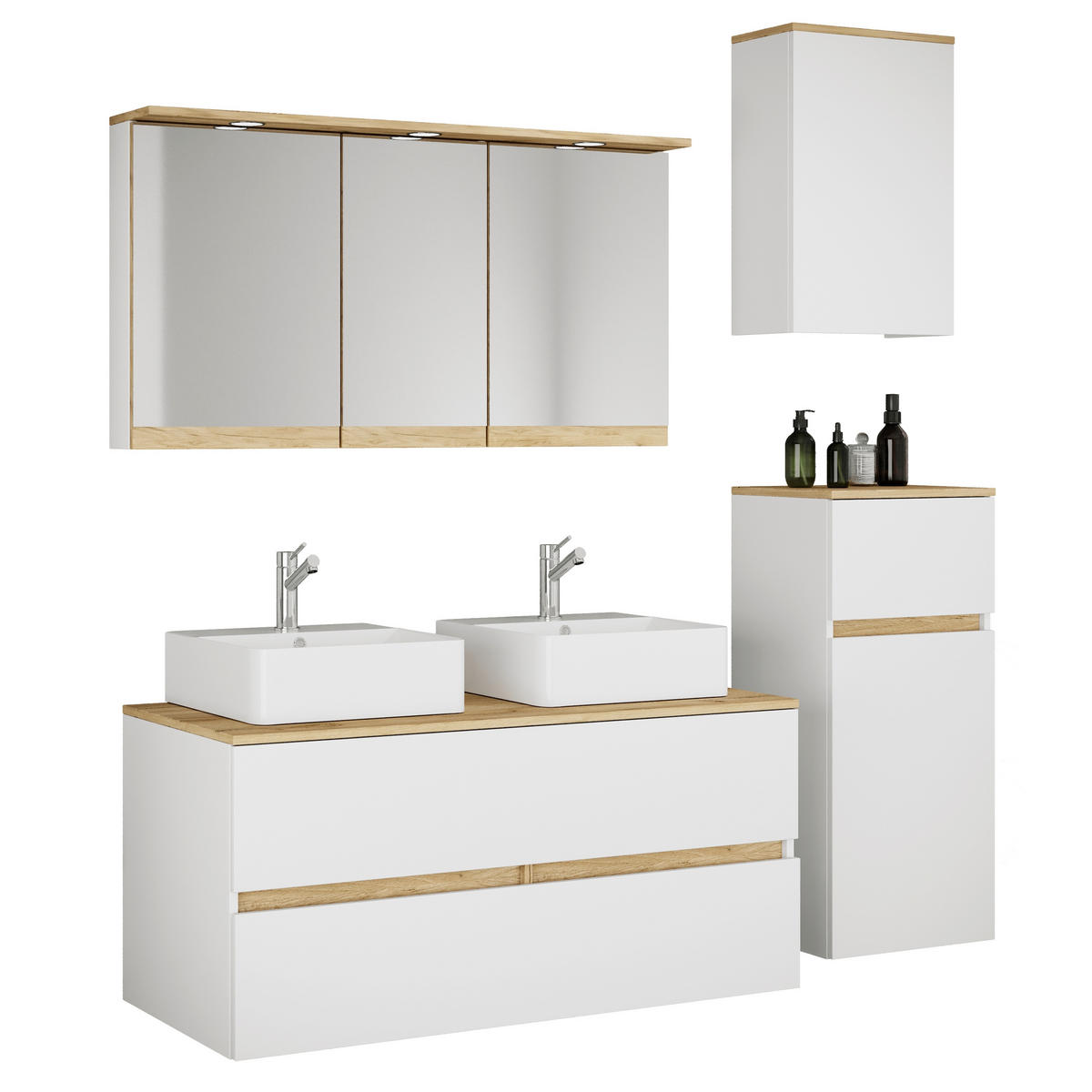 BADEZIMMER 6-teilig 151 cm  - Honigeiche/Weiss, Trend, Keramik/Holzwerkstoff (151cm) - MID.YOU