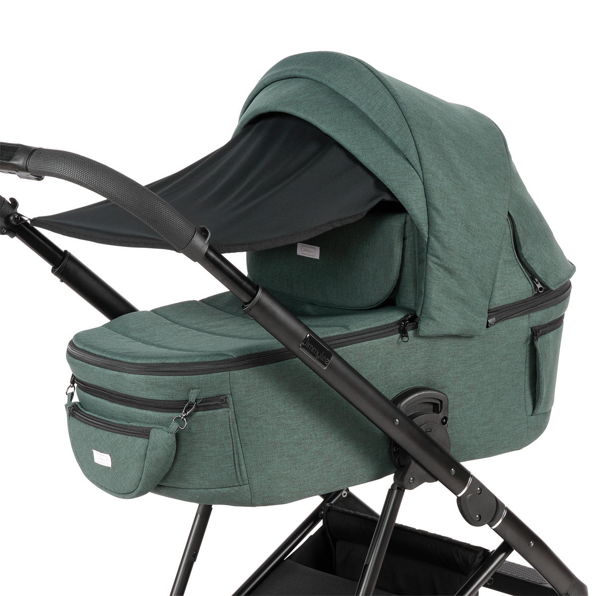 KINDERWAGENSET  - Waldgrün/Schwarz, Basics, Textil/Metall (57,5/116/101cm) - Jimmylee