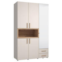 KLEIDERSCHRANK 134,5/226,5/56 cm,  in Kaschmir, Eiche Artisan, 5-türig  - Kaschmir/Beigebraun, MODERN, Glas/Holzwerkstoff (134,5/226,5/56cm) - MID.YOU