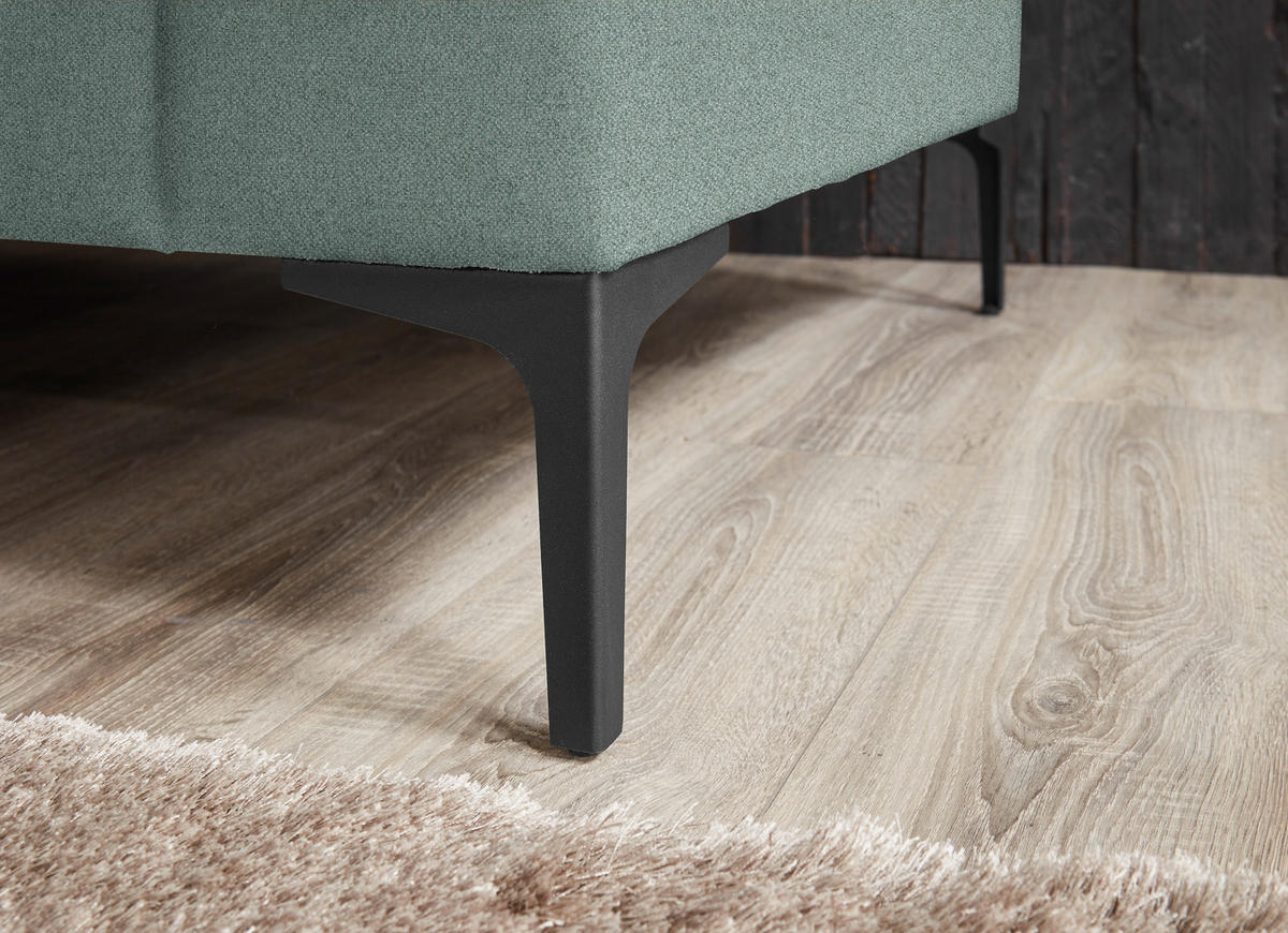 2,5-SITZER in Flachgewebe Salbeigrün  - Salbeigrün/Schwarz, Design, Textil/Metall (206/86/97cm) - Pure Home Lifestyle