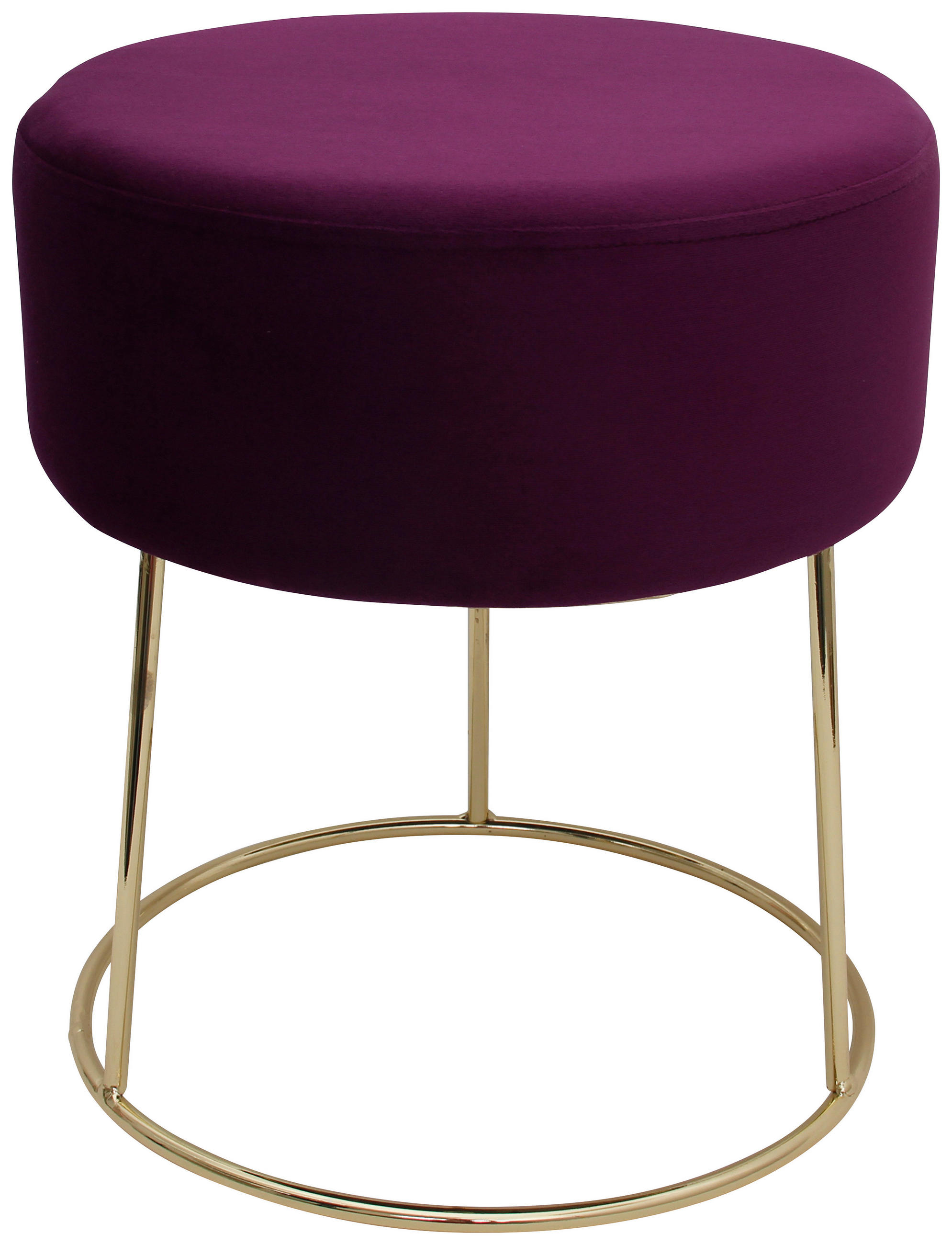 HOCKER Samt Beere  - Beere/Goldfarben, Design, Textil/Metall (35,5/40,5/35,5cm) - Echtwerk