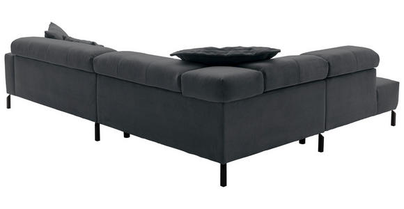 ECKSOFA in Feincord Anthrazit 219/311 cm - Anthrazit/Schwarz, KONVENTIONELL, Textil/Metall (219/311cm) - Hom`in
