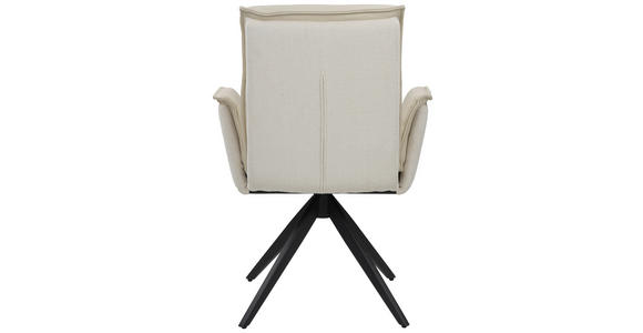 ARMLEHNSTUHL  Sitzfläche 360° drehbar, automatische Rückholfunktion Struktur Echtleder  Beige  - Beige/Schwarz, Design, Leder/Textil (63/89/65cm) - Novel