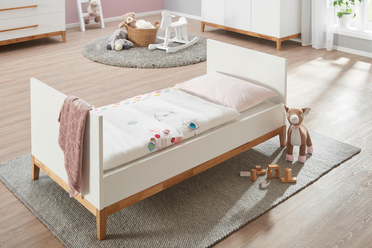 GITTERBETT SCANDIC 146/75/84 cm  - Eichefarben/Weiß, Design, Holz/Holzwerkstoff (146/75/84cm) - Jimmylee
