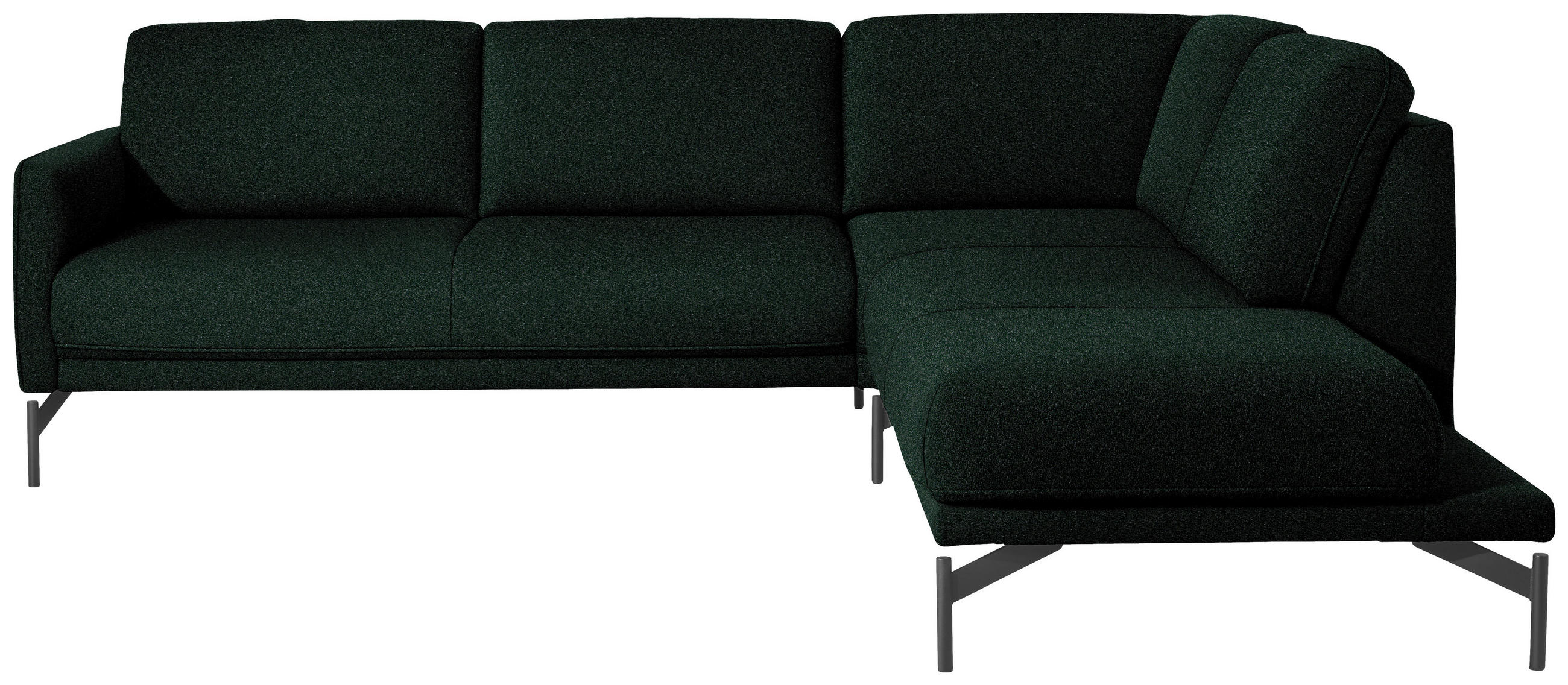 ECKSOFA in Flachgewebe, Struktur Dunkelgrün  - Dunkelgrün/Anthrazit, Design, Textil/Metall (254/230cm) - Johann Jakob
