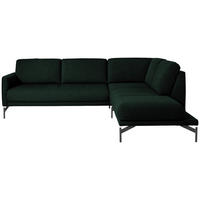 ECKSOFA in Flachgewebe, Struktur Dunkelgrün  - Dunkelgrün/Anthrazit, Design, Textil/Metall (254/230cm) - Johann Jakob