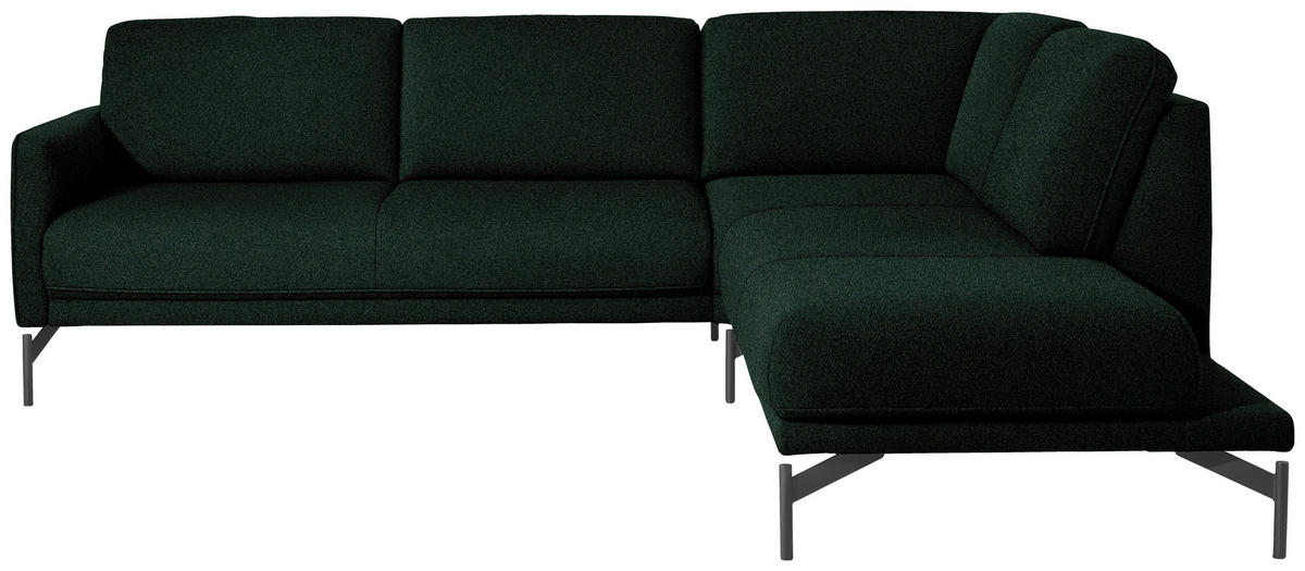 ECKSOFA in Flachgewebe, Struktur Dunkelgrün  - Dunkelgrün/Anthrazit, Design, Textil/Metall (254/230cm) - Johann Jakob