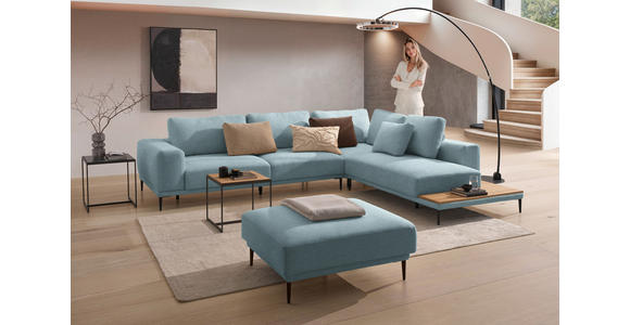 ECKSOFA  in Leinwand Hellblau  318/271 cm  - Schwarz/Hellblau, Design, Textil/Metall (318/271cm) - Belluti