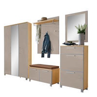 GARDEROBE 6-teilig  in 245/195/40 cm  - Taupe/Eichefarben, Design, Glas/Holz (245/195/40cm)