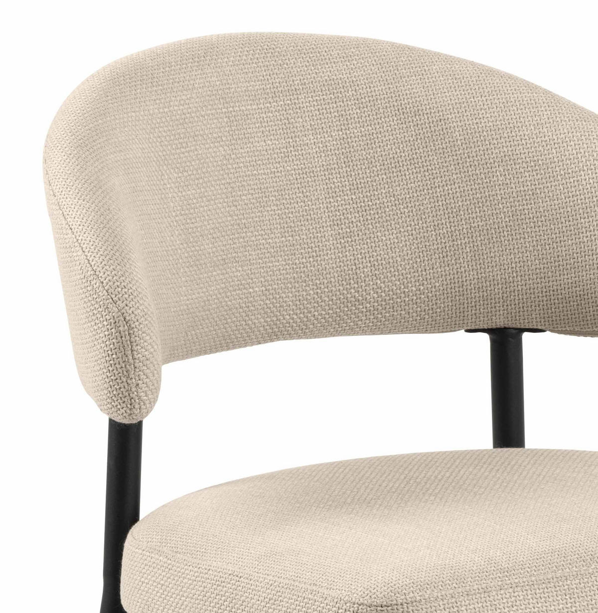 STUHL  in Webstoff Textil  - Beige/Schwarz, Trend, Textil/Metall (56/77/55cm) - MID.YOU