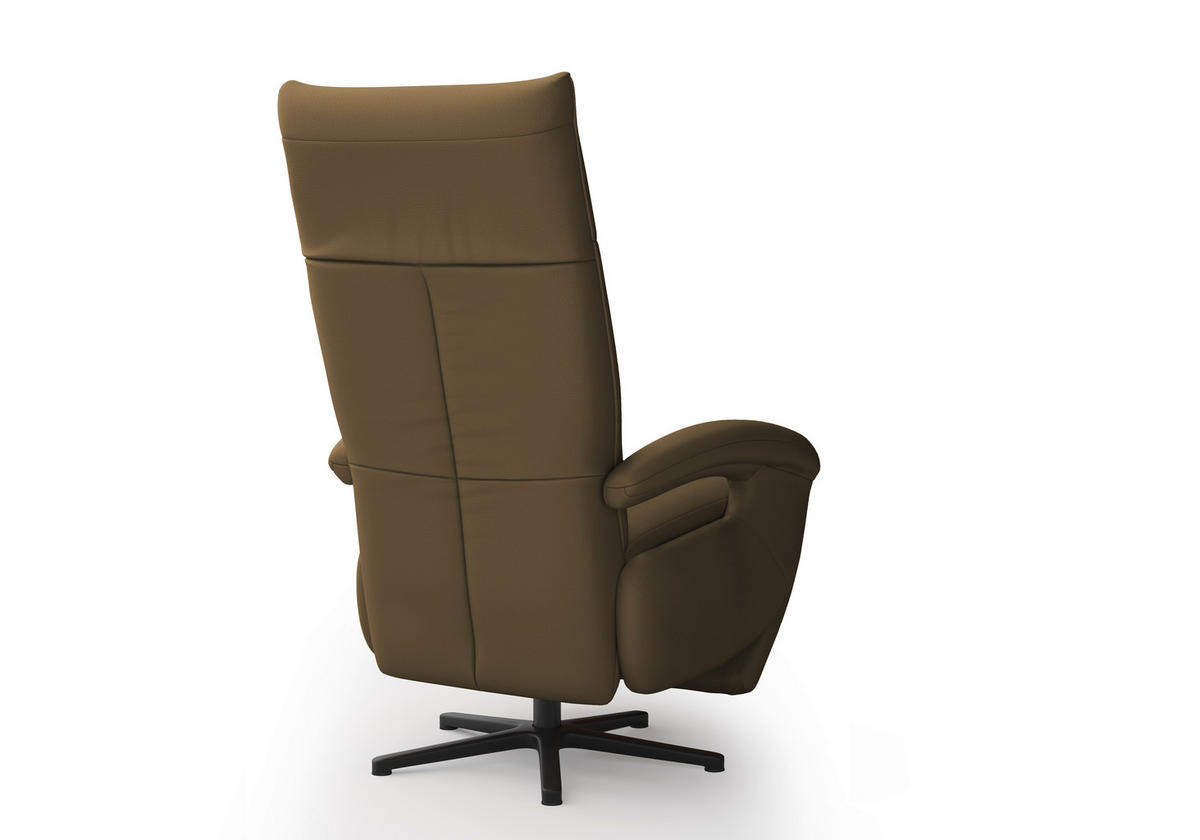 SESSEL in Echtleder Olivgrün  - Schwarz/Olivgrün, Konventionell, Leder/Metall (74/112/82cm) - Sit & More