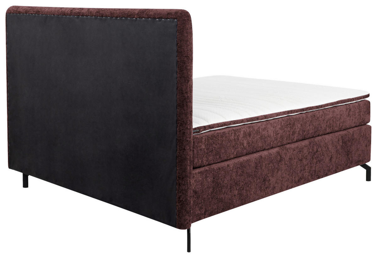 BOXSPRINGBETT 160/200 cm  in Dunkelrot  - Schwarz/Dunkelrot, Design, Textil/Metall (160/200cm) - Esposa