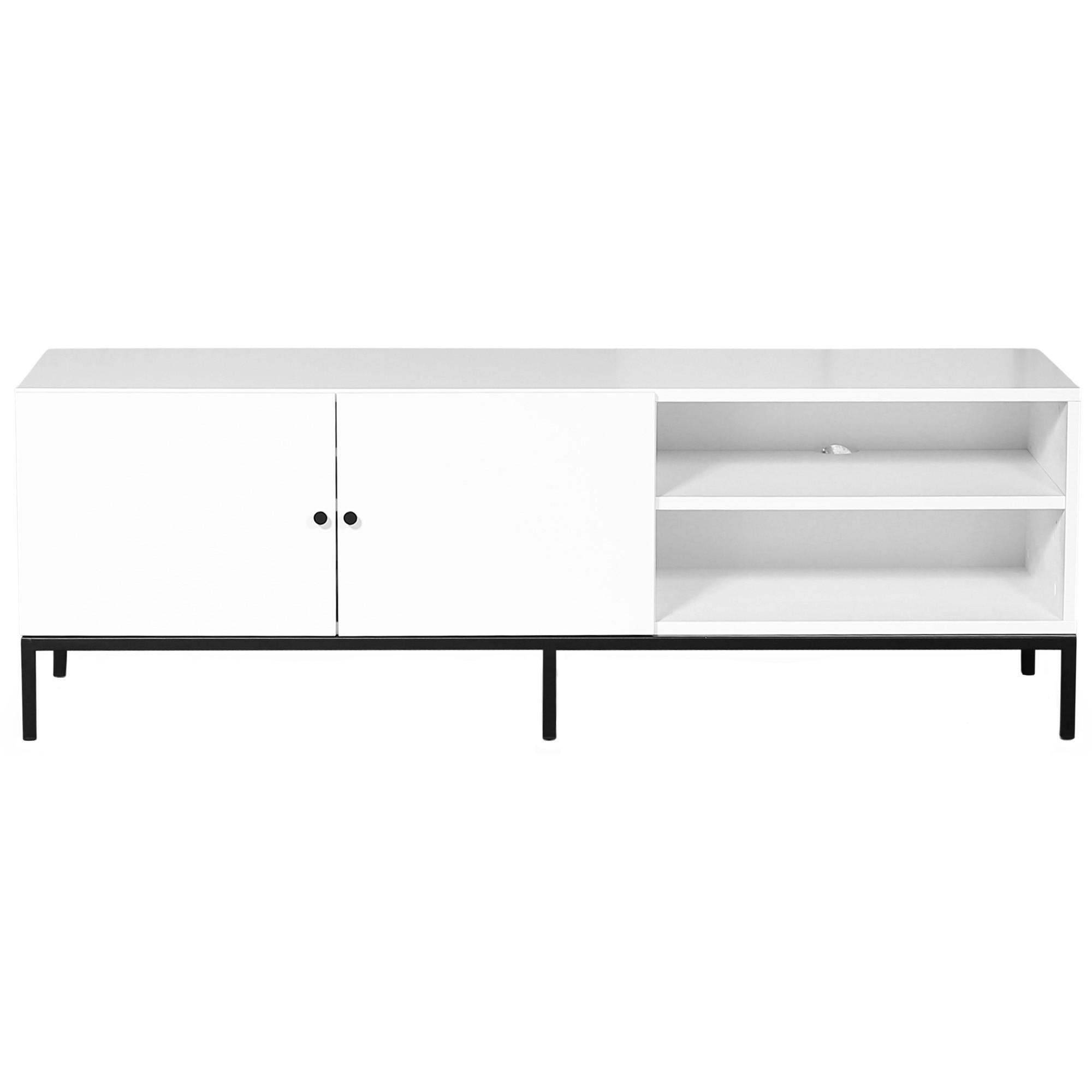 TV-BÄNK  i 150/50/45 cm  - vit/svart, Klassisk, metall/trä (150/50/45cm) - Niels Andersson