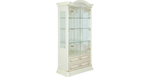 VITRINE in Beige - Beige/Goldfarben, LIFESTYLE, Glas/Holzwerkstoff (109/212/53cm) - Cantus
