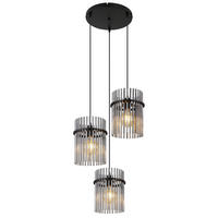 HÄNGELEUCHTE 47/47/140 cm    - Schwarz, Basics, Glas/Kunststoff (47/47/140cm) - Globo