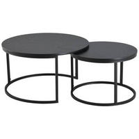 COUCHTISCHSET rund Schwarz  - Schwarz, Design, Holzwerkstoff/Metall (80/60/45/42/80/60cm) - MID.YOU