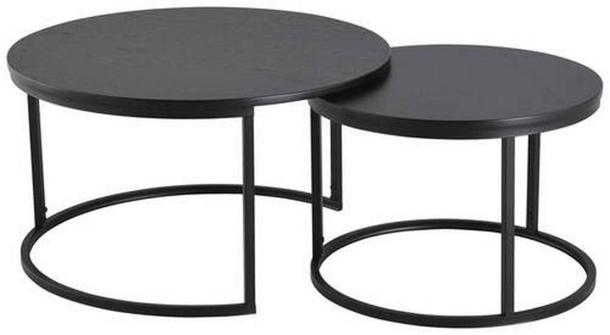 COUCHTISCHSET rund Schwarz  - Schwarz, Design, Holzwerkstoff/Metall (80/60/45/42/80/60cm) - MID.YOU