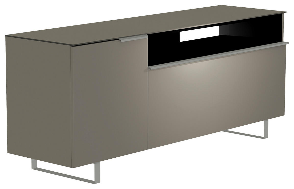 LOWBOARD  in 160/66/45 cm  - Alufarben/Grau, Design, Glas/Holzwerkstoff (160/66/45cm) - Moderano