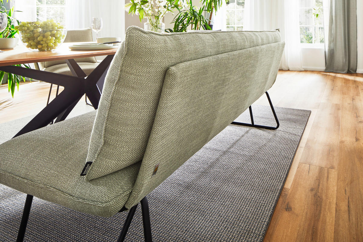 SITZBANK 180/90/70 cm Struktur Grün, Beige Metall  - Beige/Schwarz, Design, Textil/Metall (180/90/70cm) - Dieter Knoll