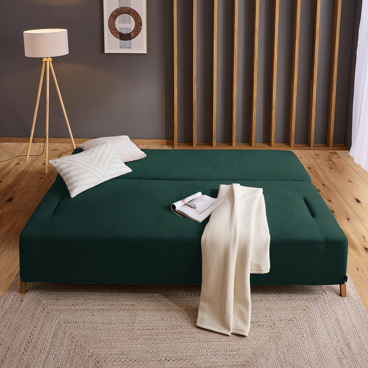 SCHLAFSOFA in Holz, Textil Waldgrün  - Waldgrün/Naturfarben, Design, Holz/Textil (211/88/102cm) - Niels Andersson