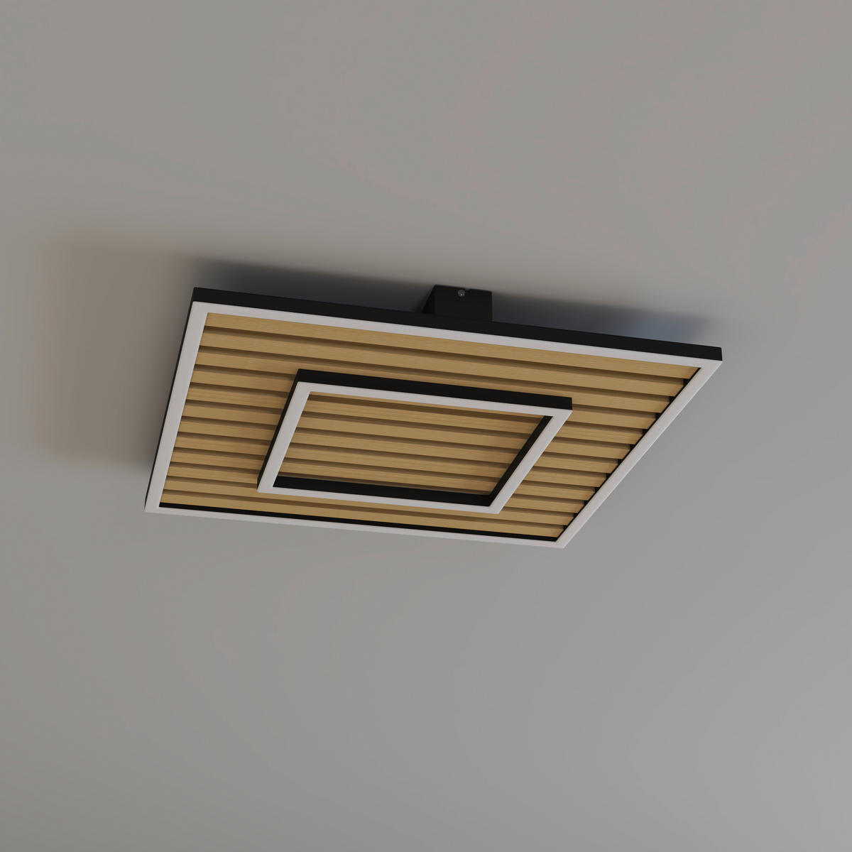 STROPNÍ LED SVÍTIDLO, 50/50/6 cm - černá, Design, kov/dřevo (50/50/6cm) - Novel