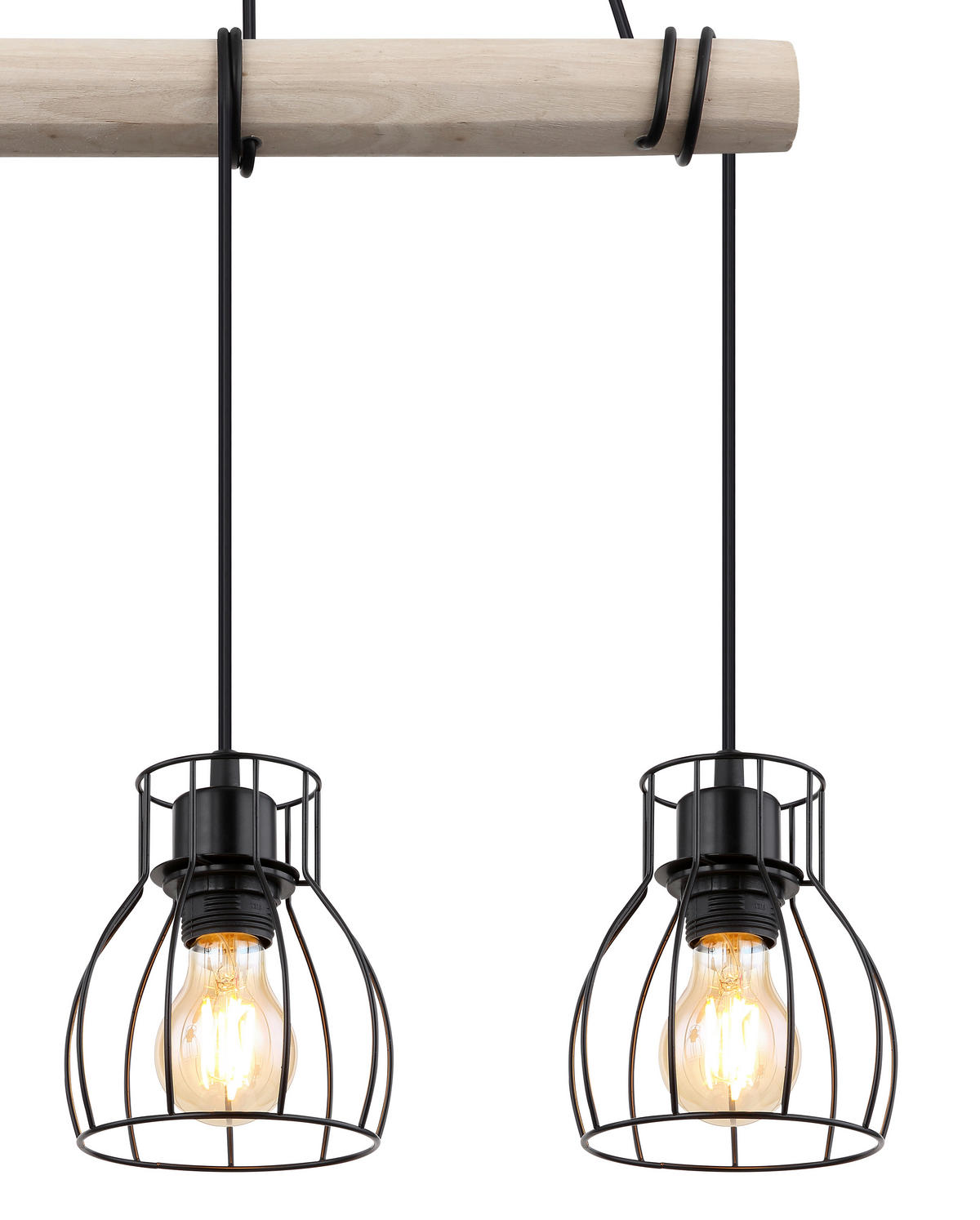 HÄNGELEUCHTE 50/14/140 cm    - Schwarz/Naturfarben, Konventionell, Holz/Metall (50/14/140cm) - Globo