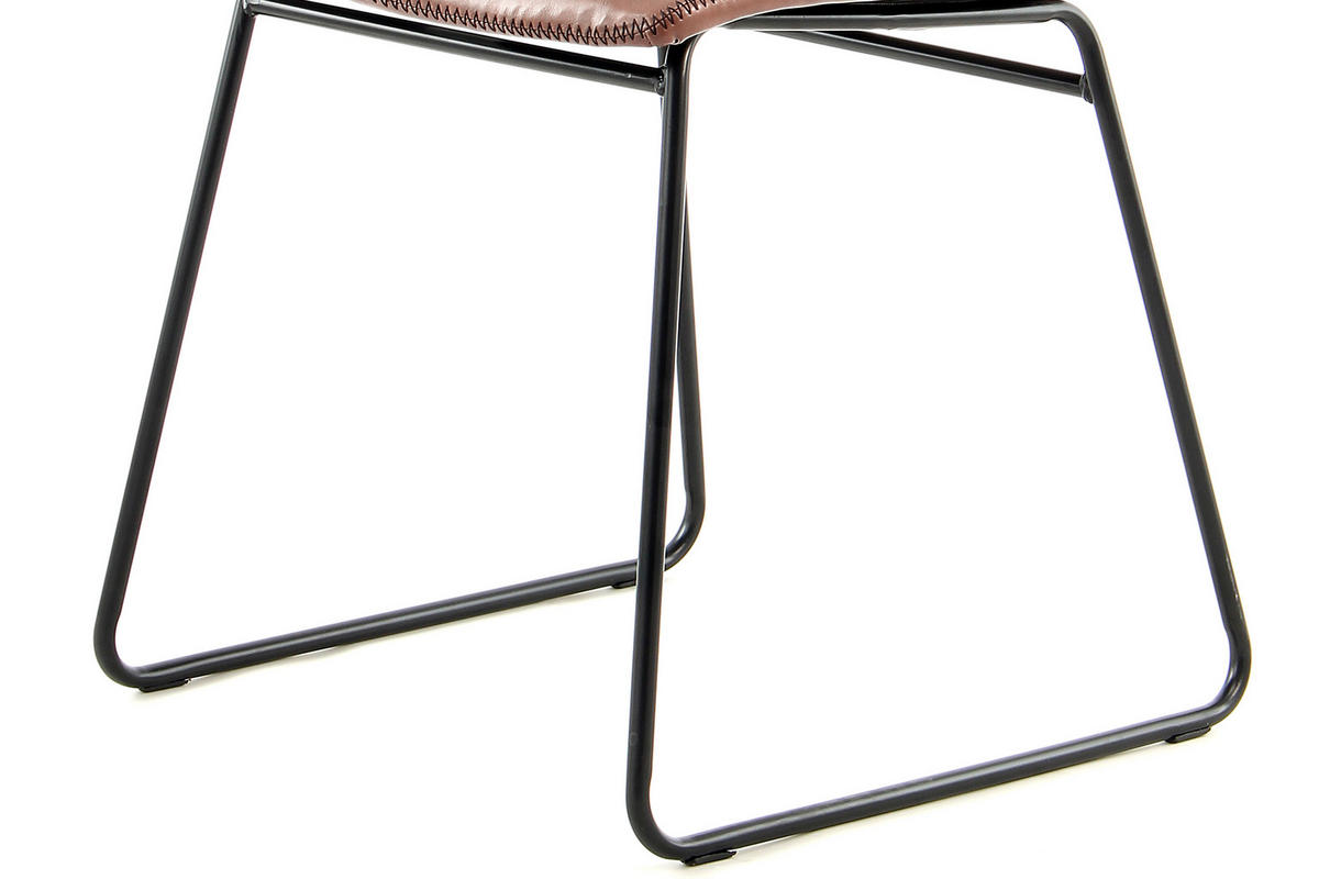 STUHL-SET 2 Stück  in Lederlook  - Braun, Trend, Textil/Metall (47,5/82/56cm) - Kayoom